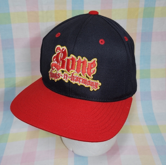 Bone Thugs-N-Harmony snapback red and black flat billed hat embroidered logo - Picture 3 of 7